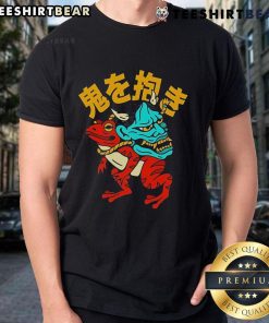 Alt Text: Stylish Top Hannya Frog T-Shirt featuring vibrant frog design, perfect for casual wear and unique fashion statements.