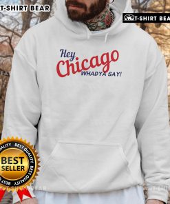 Top Hey Chicago Whaddya Say Hoodie featuring vibrant graphic design, perfect for fans of Chicago streetwear fashion.