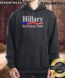 Top Hillary For Prison 2016 hoodie featuring bold text design, perfect for political statement and casual wear.