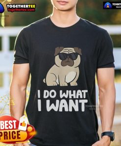 Alt Text: Top I Do What I Want Pug T-Shirt featuring a playful pug graphic and bold text, perfect for dog lovers.