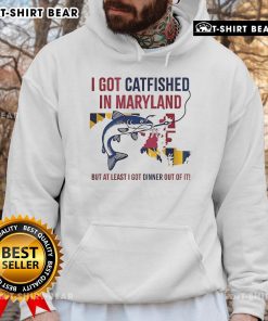 Top I Got Catfished In Maryland Hoodie featuring bold text and vibrant colors, perfect for casual wear and humor.