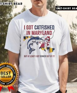 Top I Got Catfished In Maryland T-Shirt design featuring humorous catfishing theme and vibrant colors.
