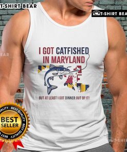 Top I Got Catfished in Maryland tank top design featuring bold text and vibrant colors, perfect for casual wear.
