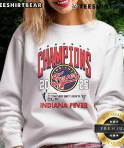 Alt Text: Top Indiana Fever Basketball WNBA Commissioners Cup Champions 2025 sweatshirt featuring team logo and vibrant colors.
