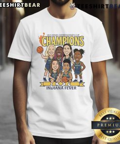 Alt Text: Top Indiana Fever caricature 2025 WNBA Commissioner's Cup Champions T-Shirt featuring vibrant team graphics.