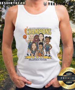 Alt Text: Top Indiana Fever caricature tank top celebrating the 2025 WNBA Commissioners Cup Champions.