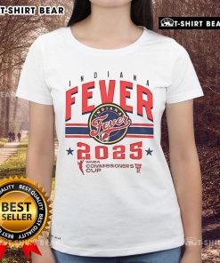 Top Indiana Fever WNBA Basketball Commissioners Cup 2025 Ladies Tee showcasing team colors and logo for fans.