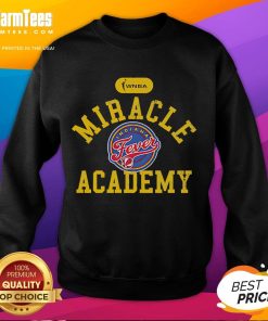 Alt Text: Top Indiana Fever X Miracle Academy sweatshirt showcasing vibrant team colors and stylish design for fans.