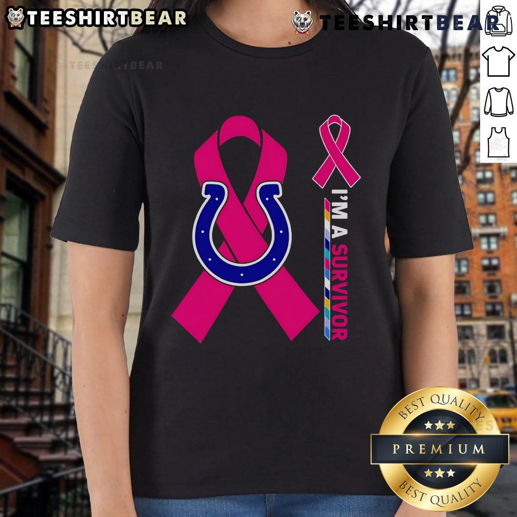 Top Indianapolis Colts X Cancer Awareness I'M A Survivor Ladies Tee Top Indianapolis Colts X Cancer Awareness 'I'm A Survivor' Ladies Tee showcasing team spirit and support for cancer survivors.