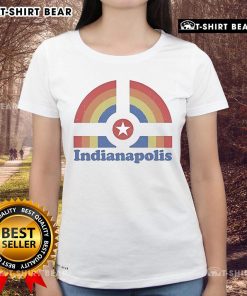 Top Indianapolis Rainbow Ladies Tee featuring a vibrant rainbow design and comfortable fit for stylish women.