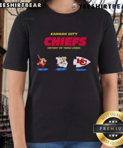 Kansas City Chiefs history of team logos on a stylish ladies tee, showcasing iconic designs in team colors.