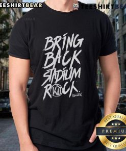 Alt Text: Top Kissin' Dynamite Bring Back Stadium Rock T-Shirt featuring bold graphics and vibrant colors for rock music fans.