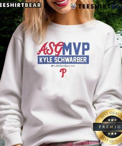 Top Kyle Schwarber 2025 MLB All-Star Game MVP sweatshirt featuring vibrant team colors and bold graphics.