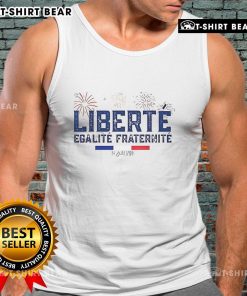Top Liberte Egalite Fraternite France tank top featuring iconic French slogan in stylish design for casual wear.