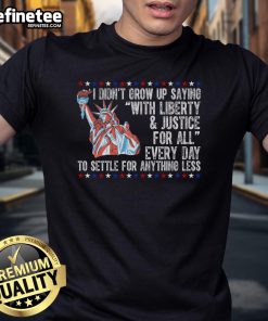 Alt Text: Top Liberty Justice For All Patriotic Pro American T-Shirt featuring bold graphics and vibrant colors, ideal for patriots.