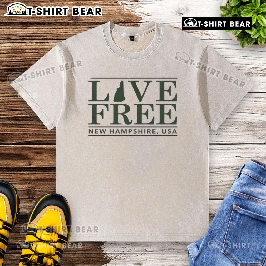 Top Live Free New Hampshire Bar Usa Washed T Shirt Top Live Free New Hampshire Bar USA washed t-shirt featuring a vintage design and soft fabric for comfort.