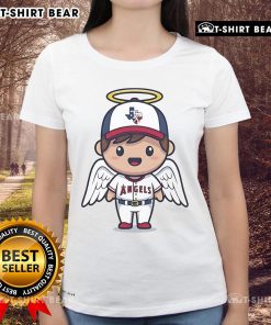 Top Los Angeles Angels Texas Strong mascot cartoon on a stylish ladies tee, perfect for fans and casual wear.