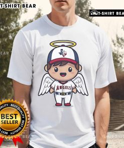 Top Los Angeles Angels Texas Strong mascot cartoon t-shirt design featuring vibrant colors and playful graphics.