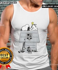 Alt Text: Top Los Angeles Kings NHL hockey tank top featuring Snoopy and Woodstock designs for fans and sports enthusiasts.
