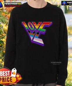 Top Love Pride Design Sweatshirt featuring a vibrant rainbow graphic, perfect for celebrating LGBTQ+ pride and love.