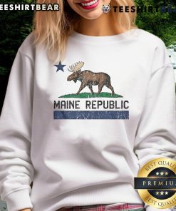 Top Maine Republic Moose Logo Sweatshirt featuring a bold moose graphic on a cozy fabric, perfect for outdoor enthusiasts.