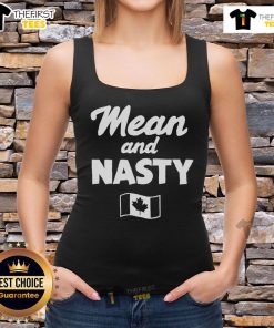 Top Mean and Nasty Canada Flag Tank Top featuring a bold design, perfect for Canadian pride and summer style.