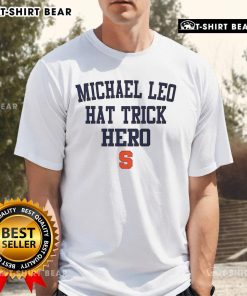 Top Michael Leo Jr. Hat Trick Hero Syracuse Lacrosse T-Shirt featuring bold graphics and team colors for fans.