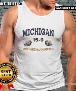 2023 Michigan Wolverines National Champions tank top featuring vibrant team colors and logo, perfect for fans.