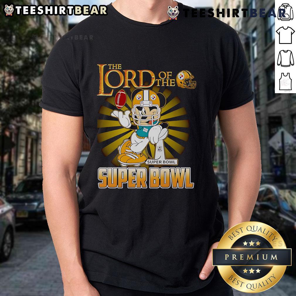 Top Mickey Mouse The Lord Of The Super Bowl Pittsburgh Steelers T Shirt Top Mickey Mouse The Lord Of The Super Bowl Pittsburgh Steelers T-Shirt featuring Mickey in Steelers gear celebrating football.