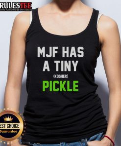 Top MJF Has A Tiny Kosher Pickle Tank Top featuring a fun pickle graphic, perfect for pickle lovers and casual wear.