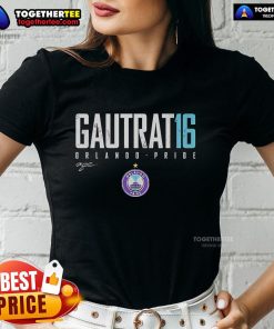 Top Morgan Gautrat 16 Orlando Pride Elite Ladies Tee featuring vibrant team colors and stylish design for fans.
