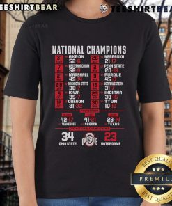 Ohio State beat Notre Dame 34-23 in CFP National Championship 2023 - Ladies Tee featuring top national champions design.