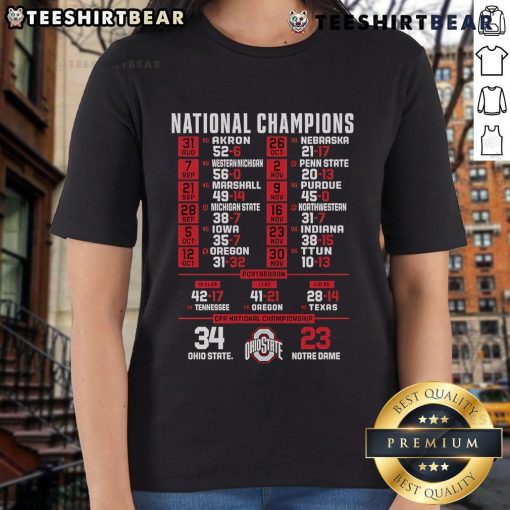 Ohio State beat Notre Dame 34-23 in CFP National Championship 2023 - Ladies Tee featuring top national champions design.