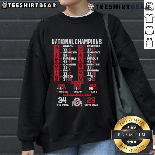 Ohio State sweatshirt celebrating their 34-23 victory over Notre Dame in the CFP National Championship.