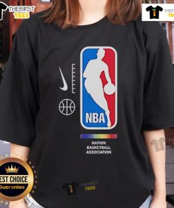 Top NBA Nation Basketball Association Pride Logo on a stylish ladies tee, showcasing vibrant colors and team spirit.