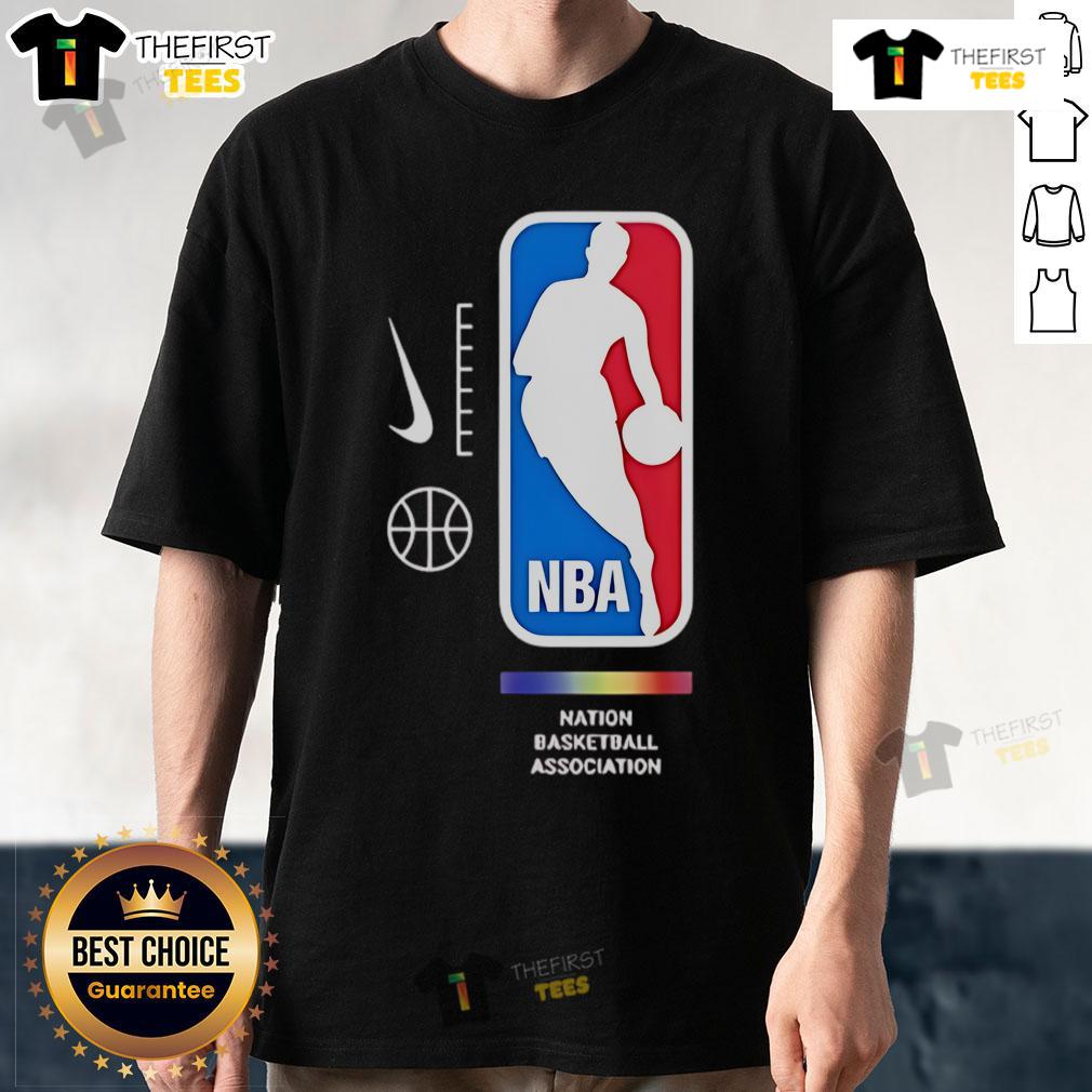 Top Nba Nation Basketball Association Pride Logo T Shirt Alt Text: Top NBA Nation Basketball Association Pride Logo T-Shirt featuring vibrant colors and a bold design, perfect for fans.