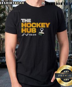 Alt Text: Top Nesn The Hockey Hub Logo T-Shirt featuring a bold logo design for hockey fans and enthusiasts.