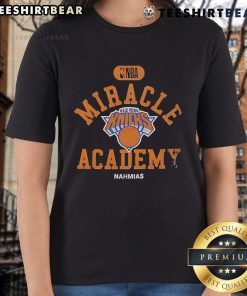 Alt Text: Top New York Knicks Miracle Academy NBA Collection Ladies Tee in vibrant colors, perfect for fans and style.