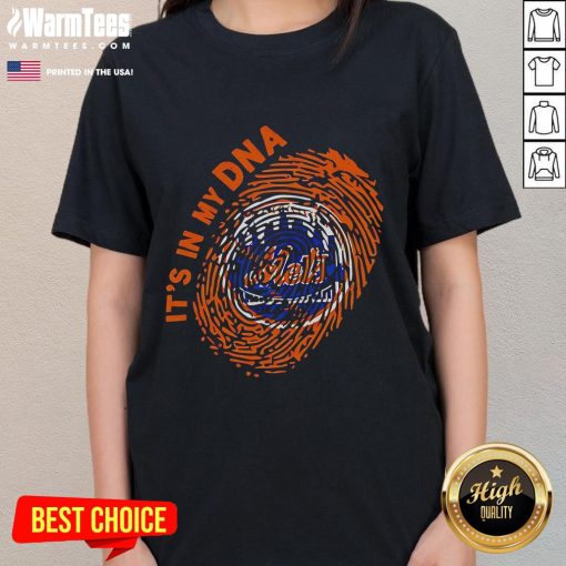 Top New York Mets It's In My DNA ladies tee featuring vibrant team colors and stylish design for female fans.
