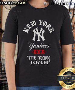 Top New York Yankees Raised in New York Town ladies tee featuring team logo and stylish design for fans.