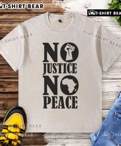 Top No Justice No Peace Africa washed t-shirt showcasing a powerful message on social justice and unity in Africa.