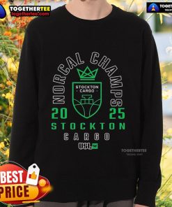 Top NorCal Champs 2025 Stockton Cargo logo sweatshirt showcasing team spirit and style in vibrant colors.