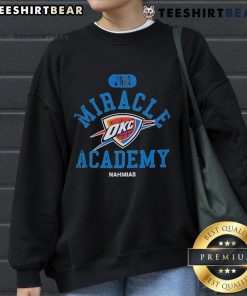 Alt Text: Oklahoma City Thunder Miracle Academy NBA Collection Sweatshirt showcasing vibrant team colors and logo design.