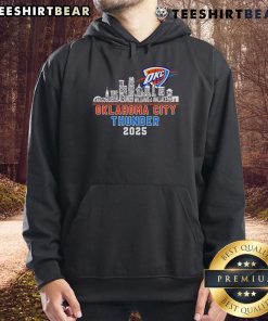Top Oklahoma City Thunder skyline hoodie celebrating 2025 Western Conference Champions with vibrant team colors.