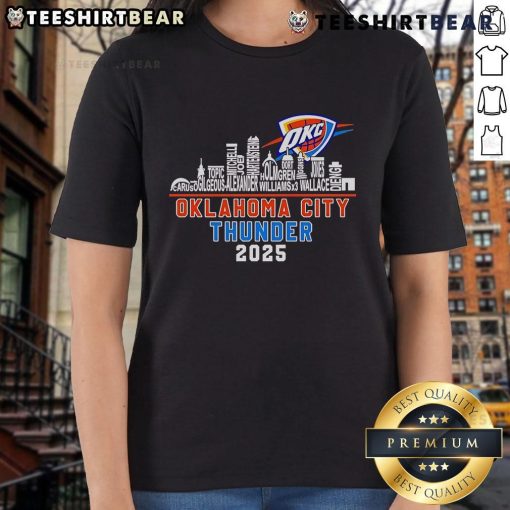 Top Oklahoma City Thunder skyline tee celebrating 2025 Western Conference Champions for ladies, stylish and sporty.