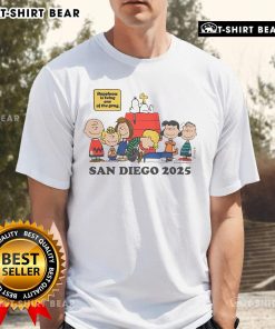Alt Text: Top Peanuts Happiness Is Being One Of The Gang San Diego 2025 T-Shirt featuring iconic Peanuts characters in vibrant colors.