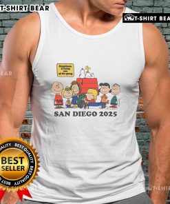 Top Peanuts Happiness Is Being One of the Gang San Diego 2025 tank top featuring iconic Peanuts characters.