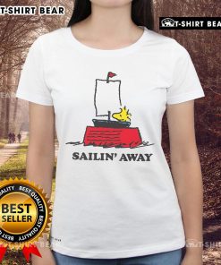 Top Peanuts Sailin Away Ladies Tee featuring a playful graphic of Snoopy sailing, perfect for casual wear and Peanuts fans.