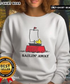 Cozy Top Peanuts Sailin' Away sweatshirt featuring Charlie Brown and friends in a colorful nautical design.