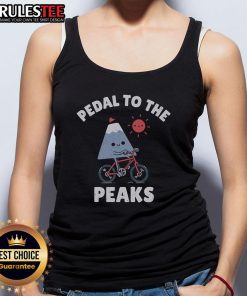 Top Pedal to the Peaks tank top featuring a stylish mountain graphic, perfect for outdoor enthusiasts and active wear.